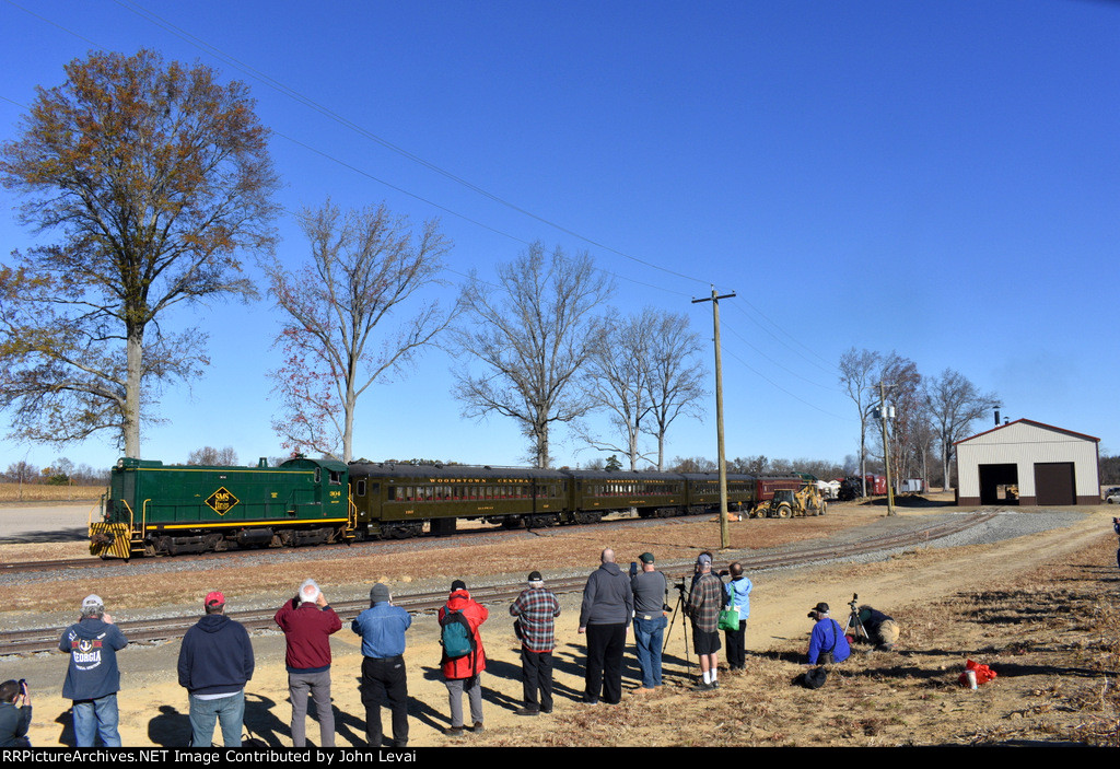 The Baldwin pushing the passenger charter back toward S. Woodstown Station